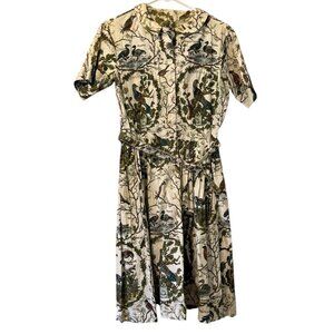 No Brand Short Sleeve Utility Dress Colorful Bird Pattern Women Sz Measured Read